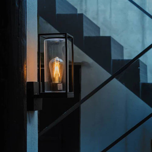 Rectangular Metal Glass Wall Light Outdoor | Silvaro