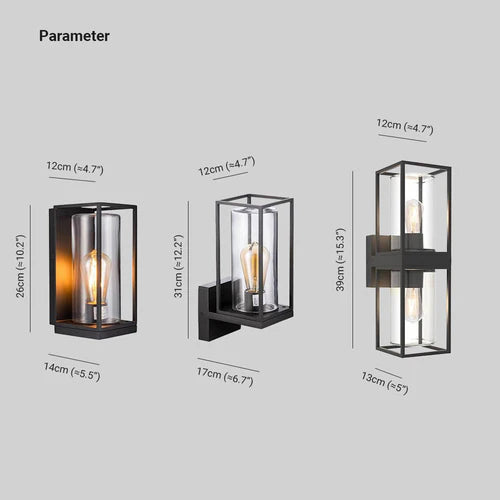 Rectangular Metal Glass Wall Light Outdoor | Silvaro