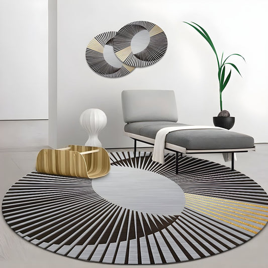 Rug Round with Geometric Design Modern Glam | Luvira