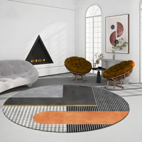 Rug Round with Geometric Pattern Contemporary Glam | Velaro