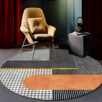 Rug Round with Geometric Pattern Contemporary Glam | Velaro