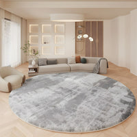 Rug in Lambswool Nordic Abstract Grey Round | Solvane