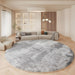 Rug in Lambswool Nordic Abstract Grey Round | Solvane