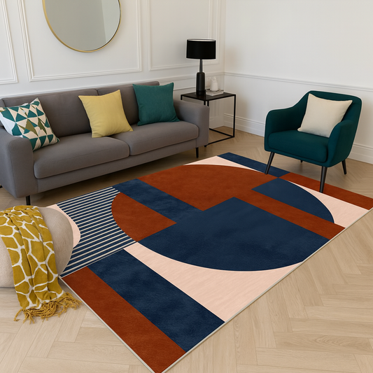 Rug with Abstract Geometric Pattern Modern Living Room | Orvian
