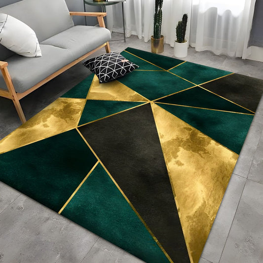 Rug with Emerald Tones Glam Abstract Pattern | Veyora