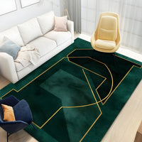 Rug with Geometric Pattern Emerald Green Glam Style | Velmor