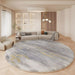 Rug with Lambswool Nordic Grey Abstract Round | Alveris