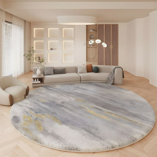 Rug with Lambswool Nordic Grey Abstract Round | Alveris