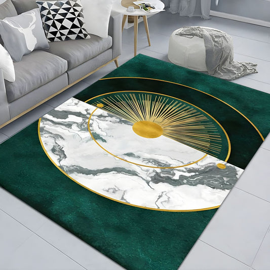 Rug with Marble Effect Glam Sunburst Design | Lunaro