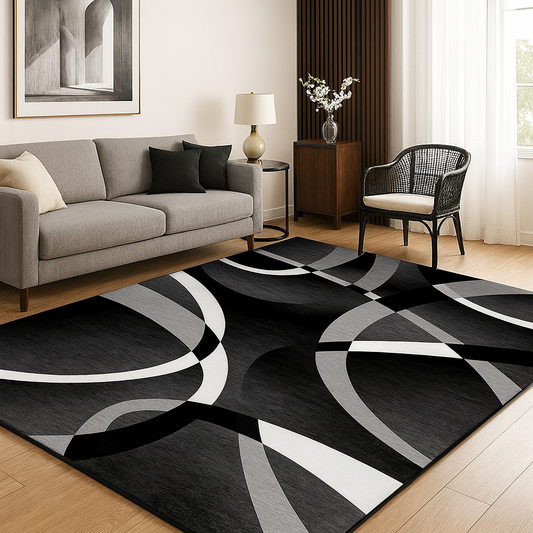 Rug with Polyester Fiber Geometric Modern Look | Calvero
