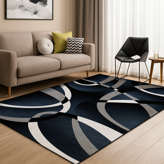 Rug with Polyester Fibre Modern Geometric Design | Solvra