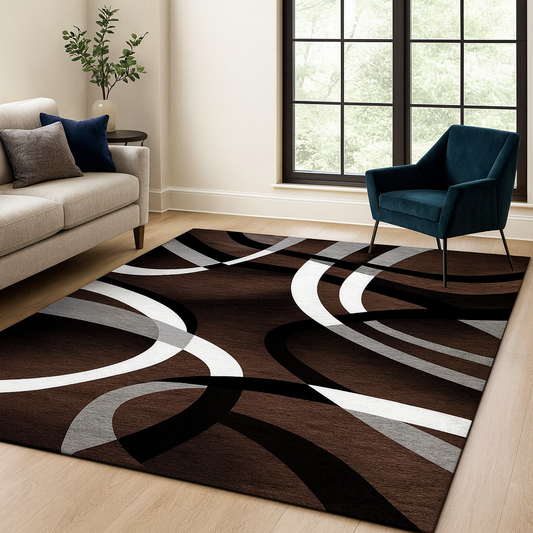 Rug with Soft Texture Minimalist Geometric Design | Veyano
