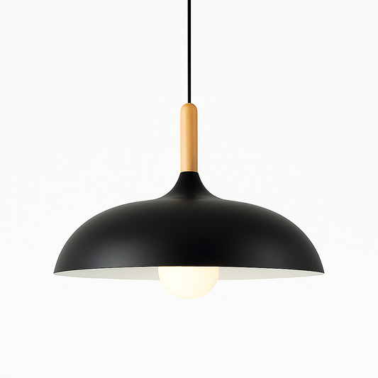 Scandinavian Pendant Light Oak Metal Minimalist Design | Eronis