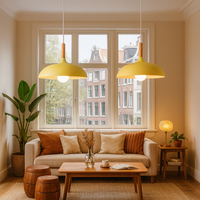 Scandinavian Pendant Light Oak Metal Minimalist Design | Eronis
