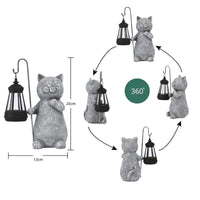 Solar Cat Garden Statue with Lantern Light | Felino