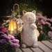 Solar Cat Garden Statue with Lantern Light | Felino