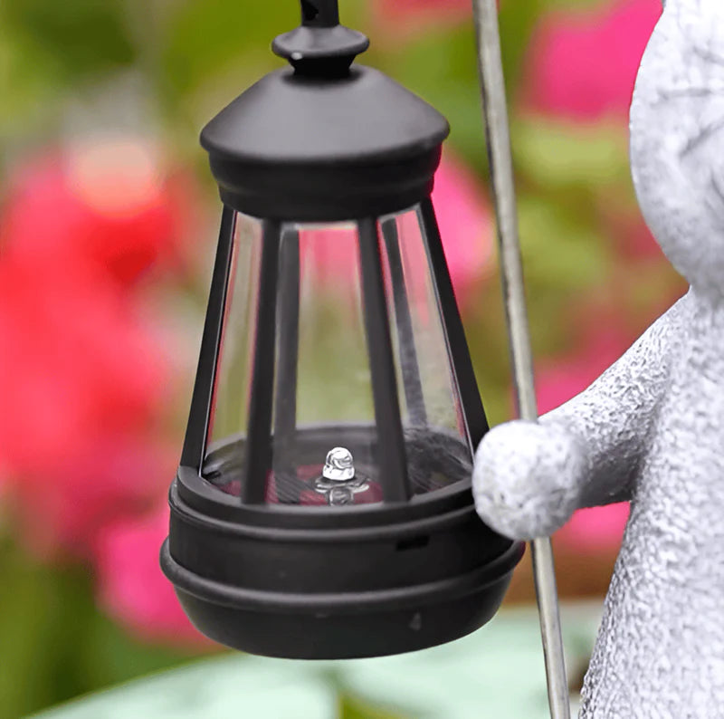 Solar Cat Garden Statue with Lantern Light | Felino