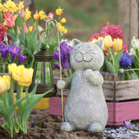 Solar Cat Garden Statue with Lantern Light | Felino