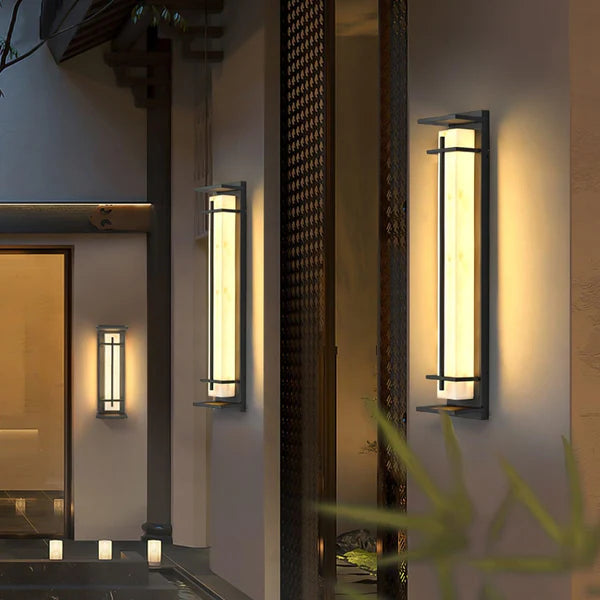 Stainless Steel Outdoor Wall Light Alabaster Look | Raylux
