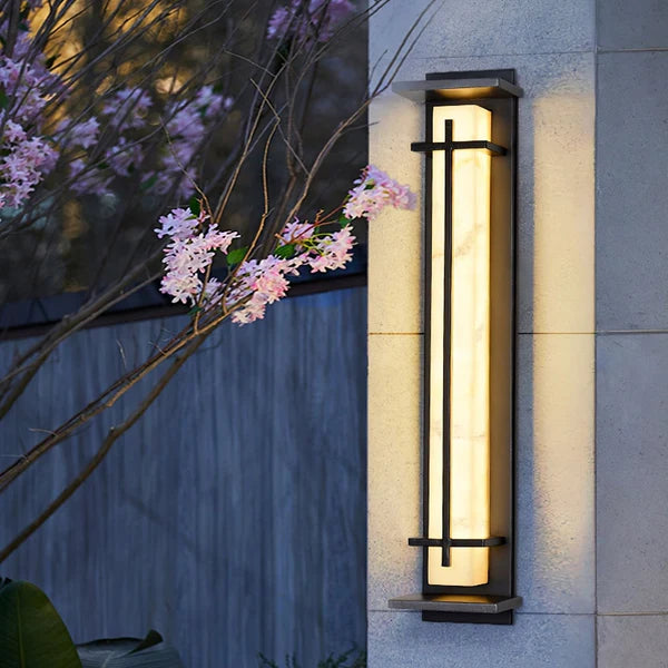 Stainless Steel Outdoor Wall Light Alabaster Look | Raylux