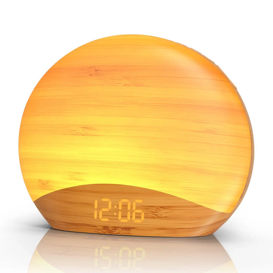 Sunrise Alarm Clock Wooden Wake Up Light Modern Design | Orenza