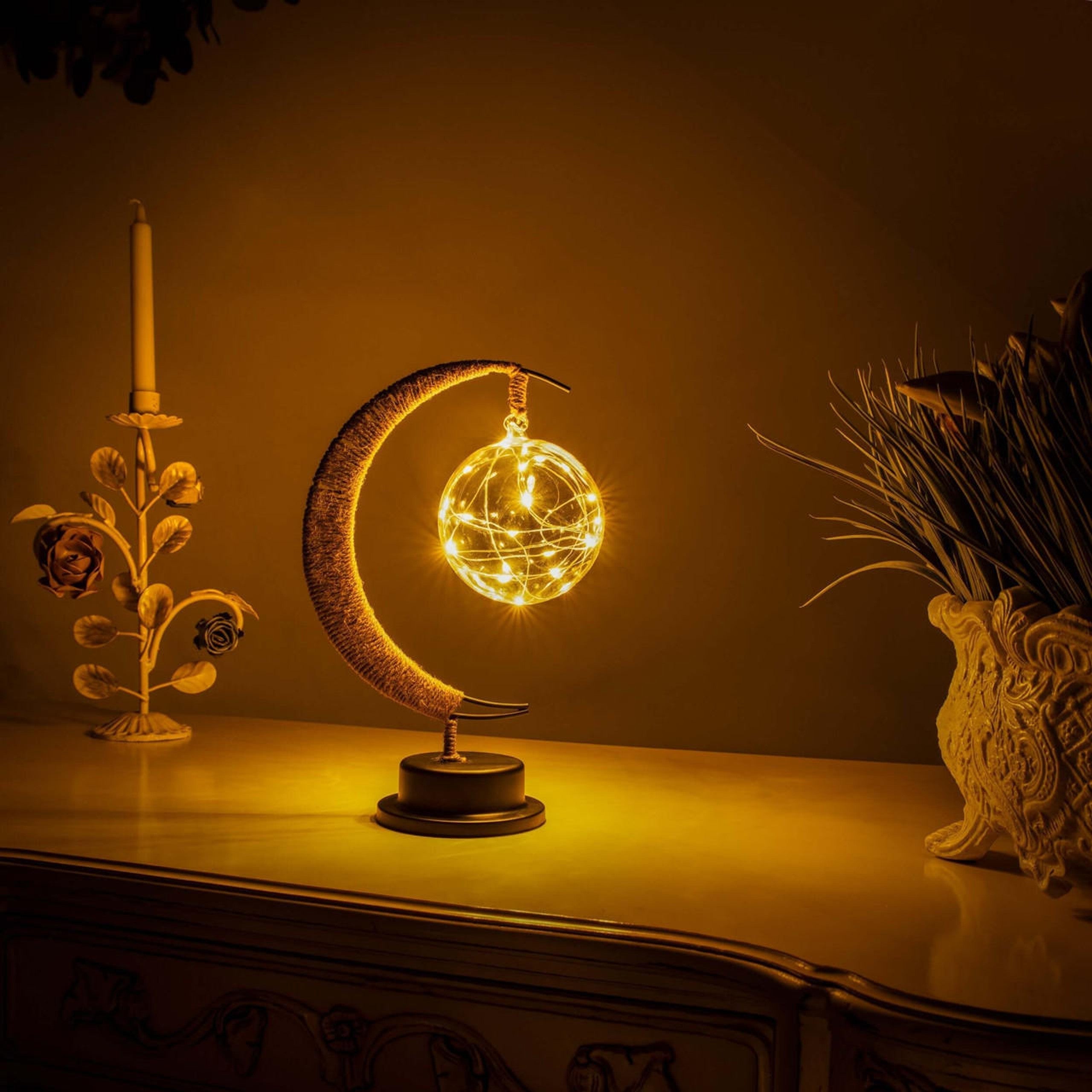 Table Lamp Crescent Moon with LED Sphere Design | Lunira