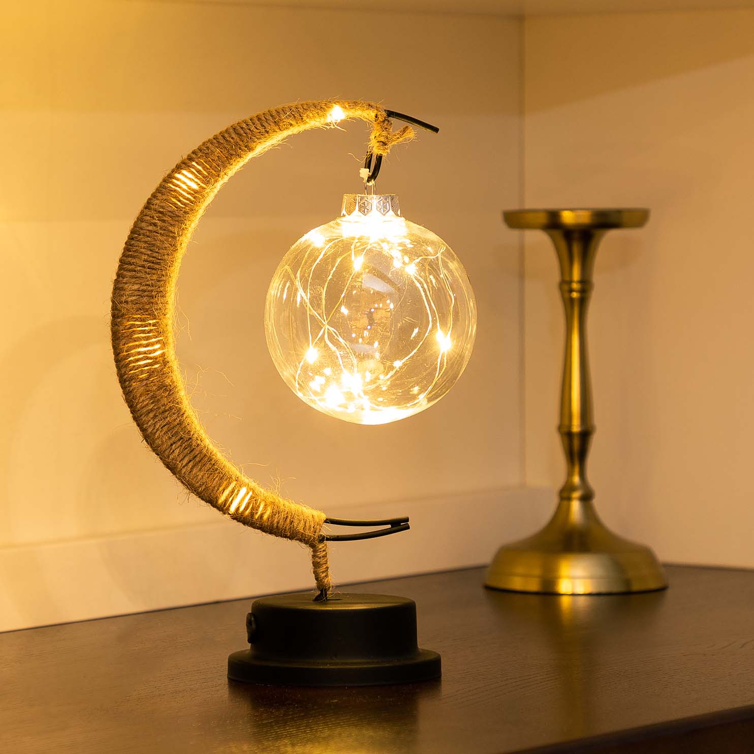 Table Lamp Crescent Moon with LED Sphere Design | Lunira
