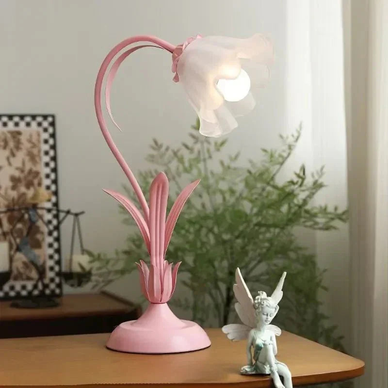 Table Lamp French Flower Metal Base Vintage Style | Flarune