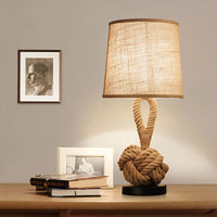 Table Lamp Linen Shade Rustic Design | Linvar