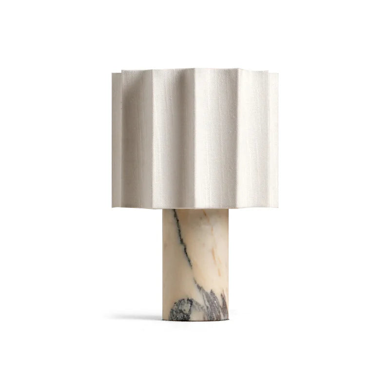 Table Lamp Marble Base with Fabric Shade Modern Style | Kanerio