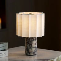 Table Lamp Marble Base with Fabric Shade Modern Style | Kanerio