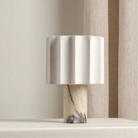 Table Lamp Marble Base with Fabric Shade Modern Style | Kanerio