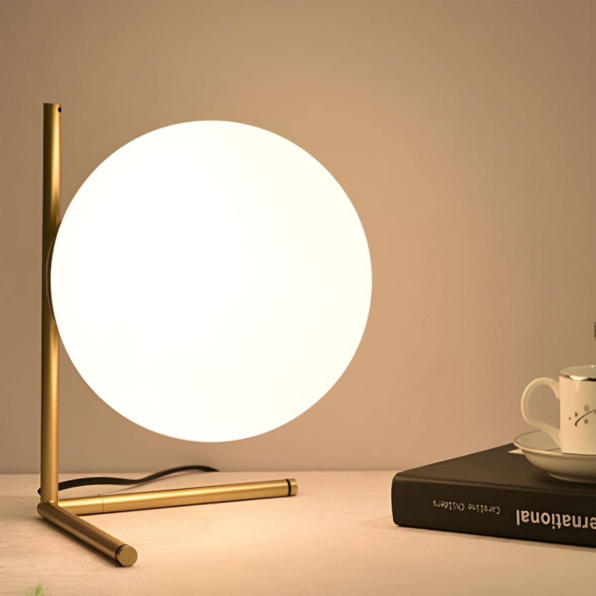 Table Lamp Nordic Gold Base with Glass Globe | Glayno