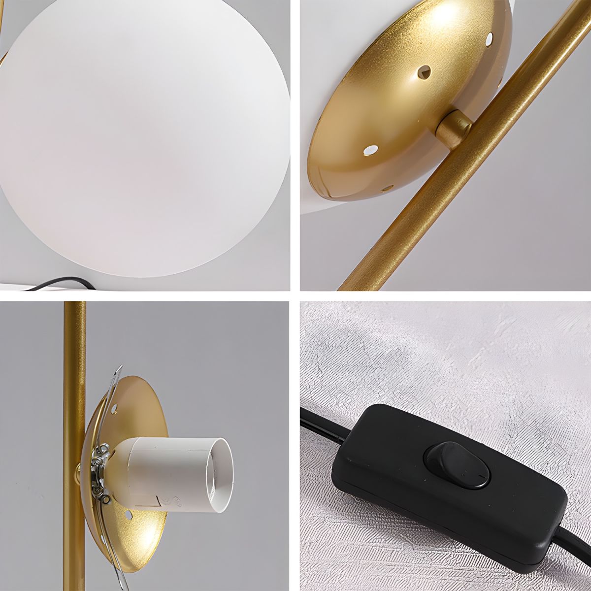 Table Lamp Nordic Gold Base with Glass Globe | Glayno