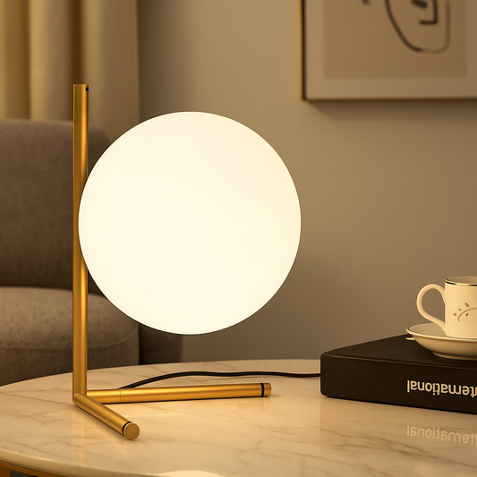 Table Lamp Nordic Gold Base with Glass Globe | Glayno