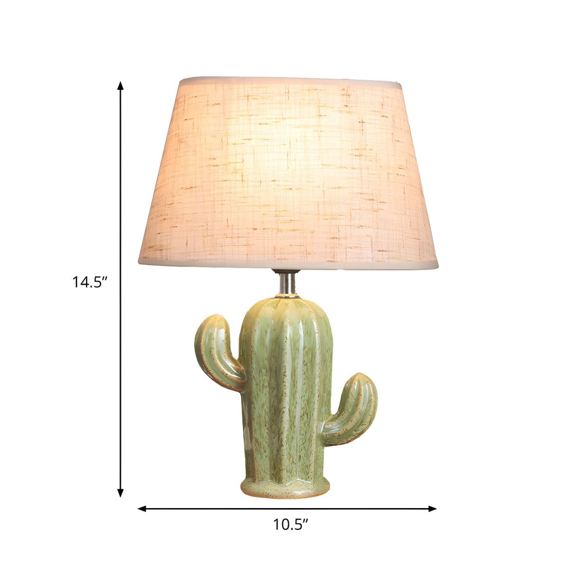 Table Lamp Porcelain Cactus with Fabric Shade Nordic | Caverin