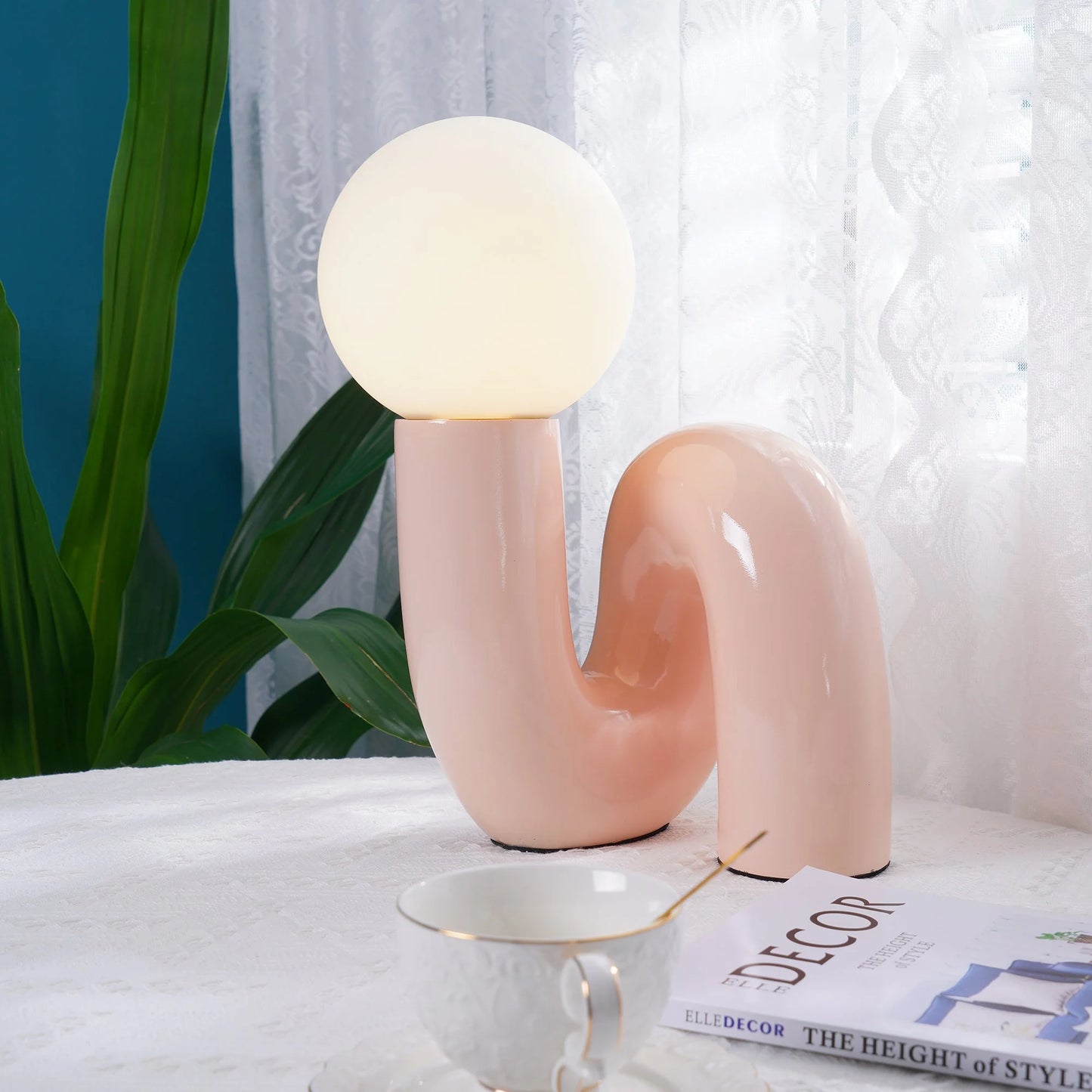 Table Lamp Spiral Glass Modern Accent | Tolrian