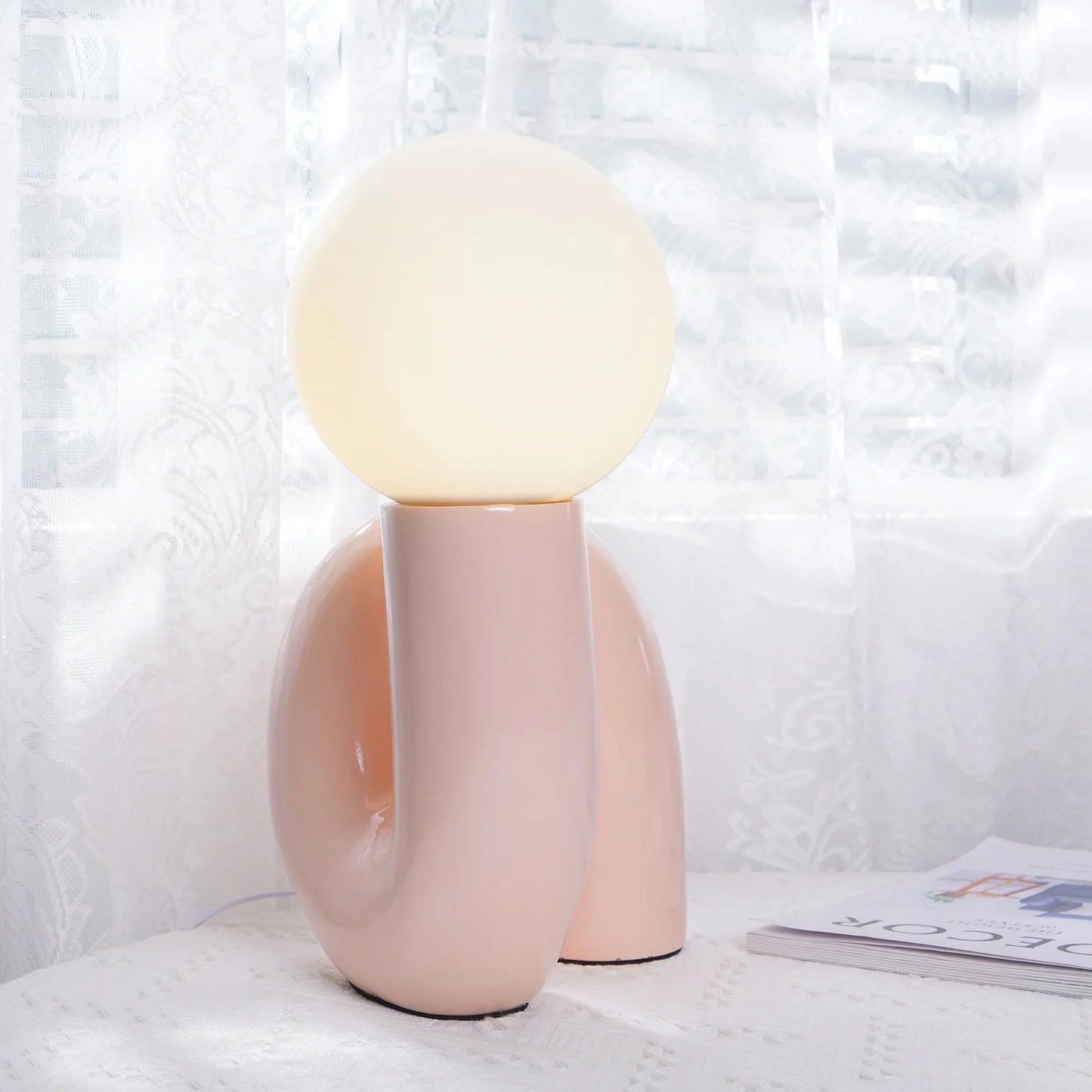 Table Lamp Spiral Glass Modern Accent | Tolrian