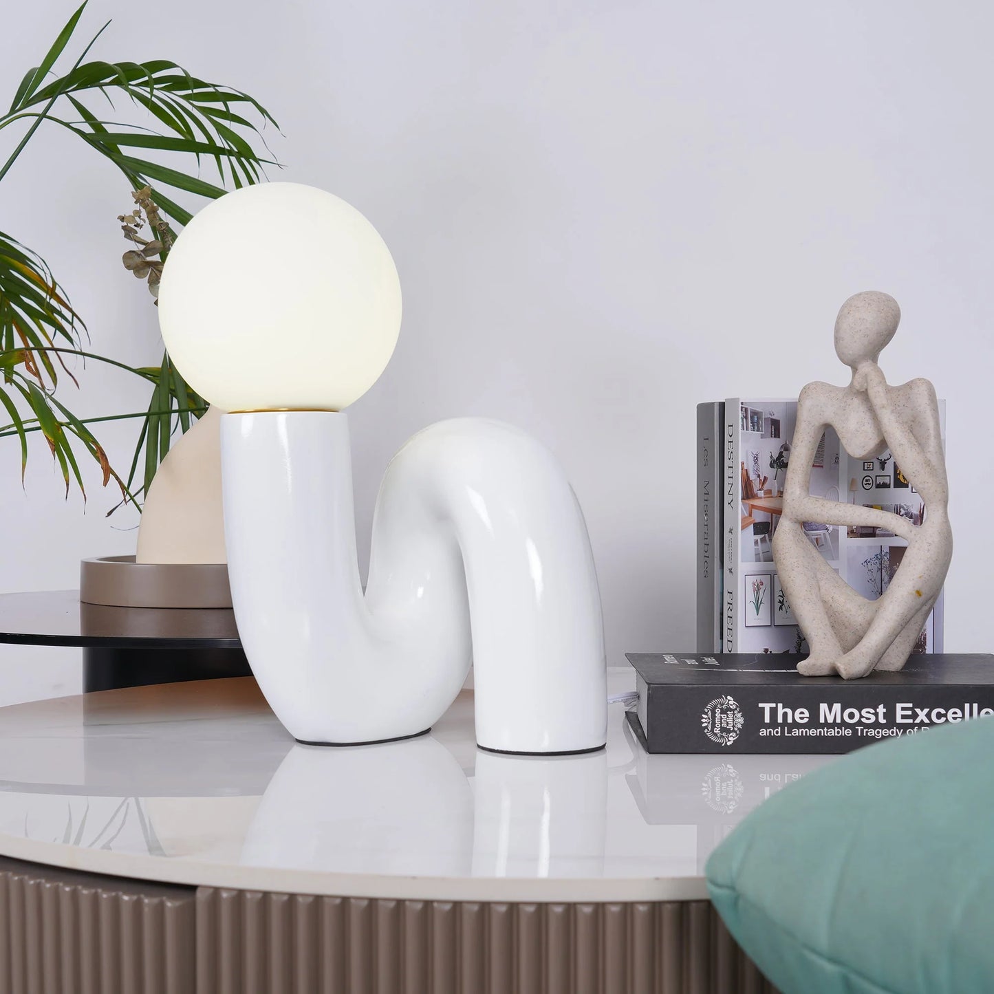 Table Lamp Spiral Glass Modern Accent | Tolrian