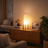 Tischlampe Holz Stoff Skandinavisches Wohnzimmerbeleuchtung | Poriva