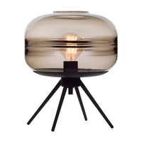 Table Lamp with Cognac Glass Drum Shade Nordic Style | Zerila