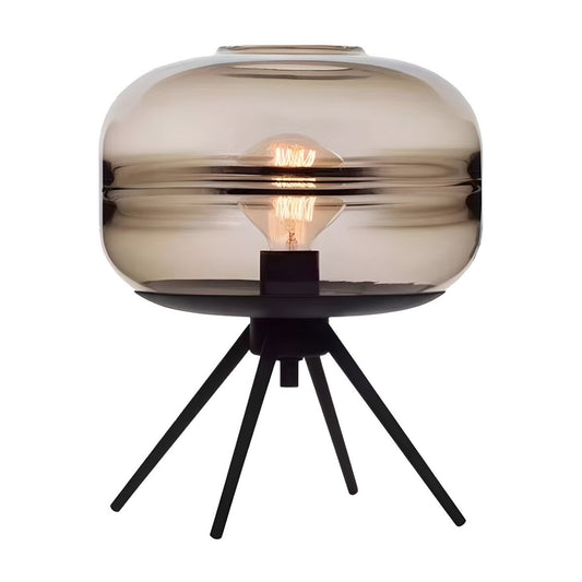 Table Lamp with Cognac Glass Drum Shade Nordic Style | Zerila