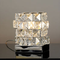 Table Lamp with Crystal Cube Modern Bedroom Accent | Veloria