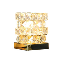 Table Lamp with Crystal Cube Modern Bedroom Accent | Veloria
