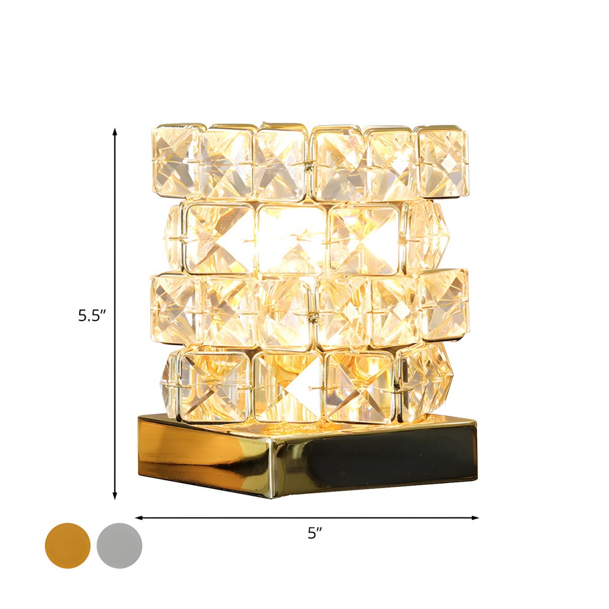Table Lamp with Crystal Cube Modern Bedroom Accent | Veloria