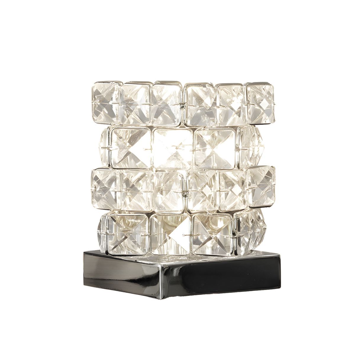 Table Lamp with Crystal Cube Modern Bedroom Accent | Veloria