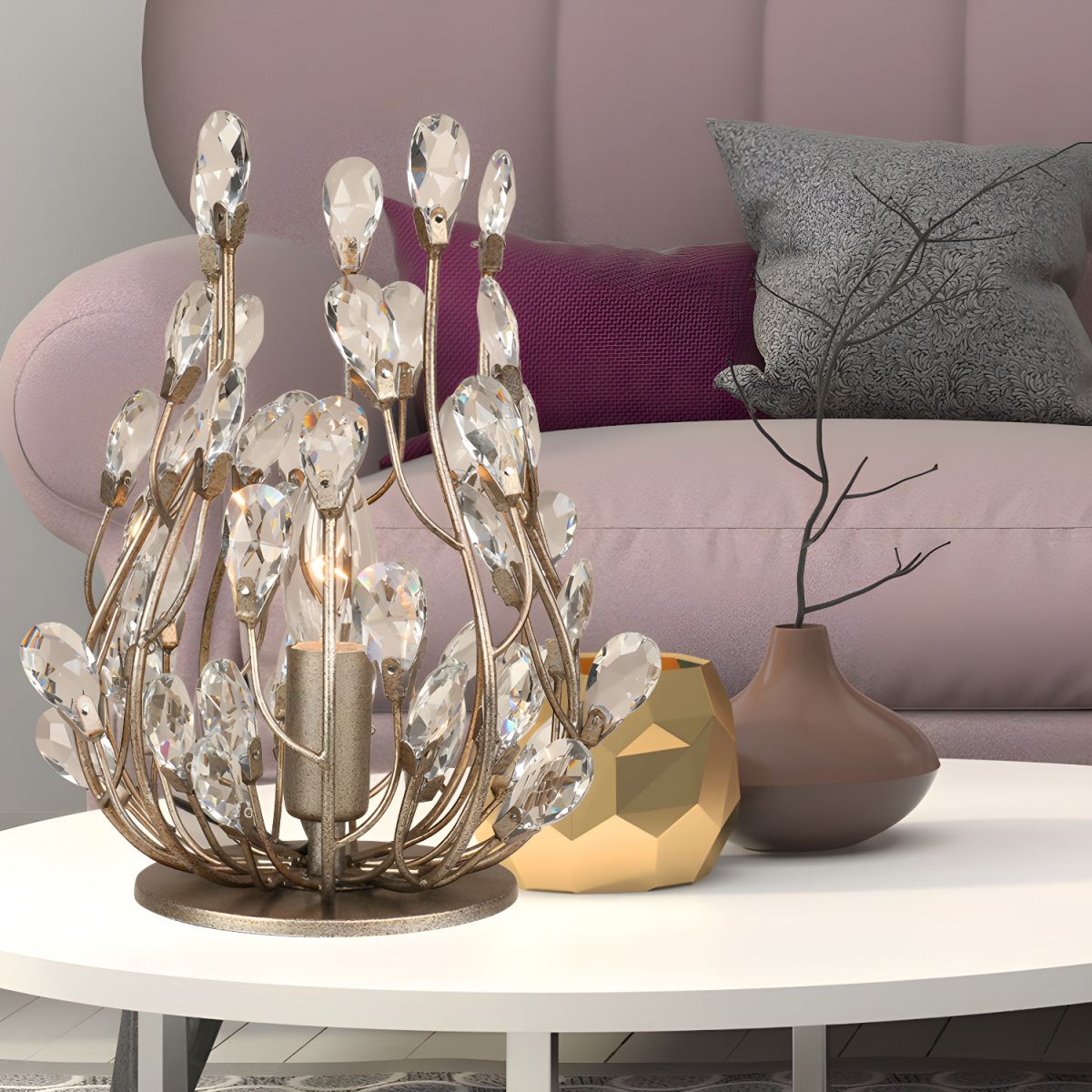 Table Lamp with Crystal Retro Accent Modern Style | Velira