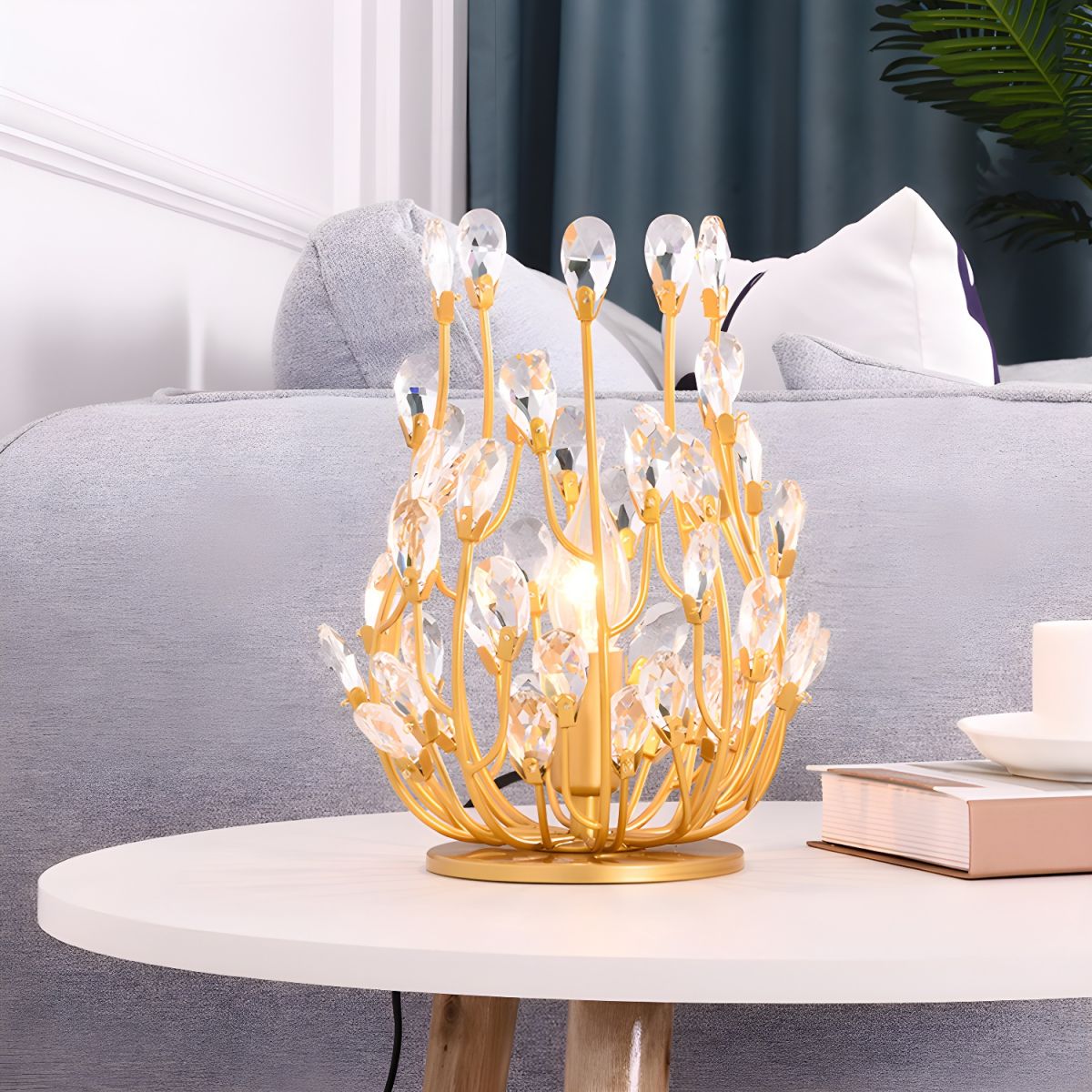 Table Lamp with Crystal Retro Accent Modern Style | Velira