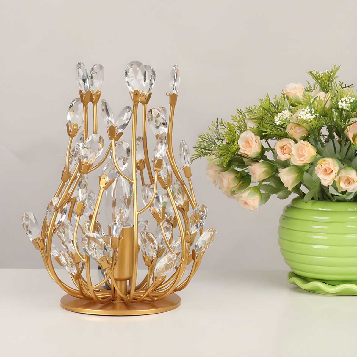 Table Lamp with Crystal Retro Accent Modern Style | Velira