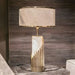 Table Lamp with Fabric Cylinder Shade Modern Gold | Cavrel